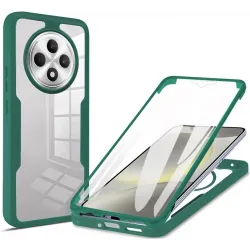 Phonesta Slim Protect 360 hoesje met Screenprotector voor Oppo Reno12 F/Reno12 FS - Groen