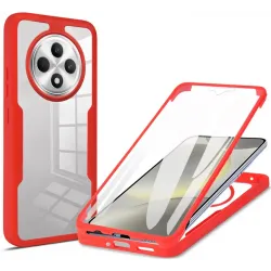 Phonesta Slim Protect 360 hoesje met Screenprotector voor Oppo Reno12 F/Reno12 FS - Rood