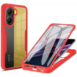 Phonesta Slim Protect 360 hoesje met Screenprotector voor Xiaomi Poco X7 Pro - Rood