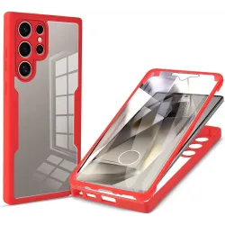 Phonesta Slim Protect 360 hoesje met Screenprotector voor Samsung Galaxy S24 Ultra - Rood