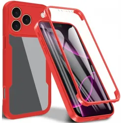 Phonesta Slim Protect 360 hoesje met Screenprotector voor Apple iPhone 17 Pro - Rood