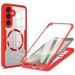 Phonesta Slim Protect 360 hoesje met Screenprotector en MagSafe voor Samsung Galaxy S25/S24 - Rood