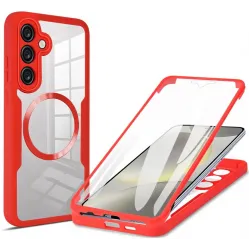 Phonesta Slim Protect 360 hoesje met Screenprotector en MagSafe voor Samsung Galaxy S24 FE - Rood