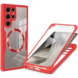 Phonesta Slim Protect 360 hoesje met Screenprotector en MagSafe voor Samsung Galaxy S24 Ultra - Rood