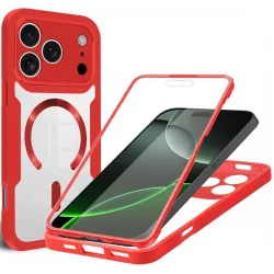 Phonesta Slim Protect 360 hoesje met Screenprotector en MagSafe voor Apple iPhone 17 Pro - Rood