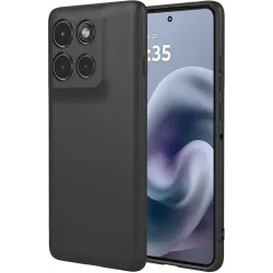 Phonesta Soft Silk Silicone Back Cover hoesje voor Motorola Moto G86 Power - Zwart