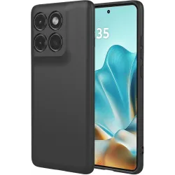 Phonesta Soft Silk Silicone Back Cover hoesje voor Motorola Edge 60 / Edge 60 Fusion - Zwart