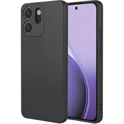 Phonesta Soft Silk Silicone Back Cover hoesje voor Oppo Reno14 F/FS - Zwart
