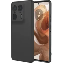 Phonesta Soft Silk Silicone Back Cover hoesje voor Motorola Edge 50 Ultra - Zwart