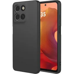 Phonesta Soft Silk Silicone Back Cover hoesje voor Motorola Moto G17/G17 Power/G15/G15 Power - Zwart