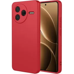 Phonesta Soft Silk Silicone Back Cover hoesje voor Xiaomi Poco F7 Pro - Rood