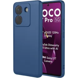 Phonesta Soft Silk Silicone Back Cover hoesje voor Xiaomi Poco M7 Pro - Donkerblauw