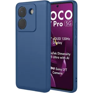 Phonesta Soft Silk Silicone Back Cover hoesje voor Xiaomi Poco M7 Pro - Donkerblauw