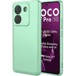 Phonesta Soft Silk Silicone Back Cover hoesje voor Xiaomi Poco M7 Pro - Matcha Green
