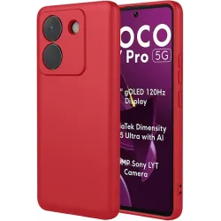 Phonesta Soft Silk Silicone Back Cover hoesje voor Xiaomi Poco M7 Pro - Rood