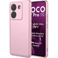 Phonesta Soft Silk Silicone Back Cover hoesje voor Xiaomi Poco M7 Pro - Roze