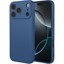 Phonesta Soft Silk Silicone Back Cover hoesje voor Apple iPhone 17 Pro - Donkerblauw