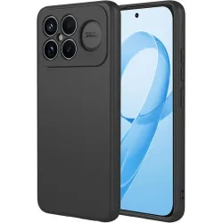 Phonesta Soft Silk Silicone Back Cover hoesje voor Xiaomi Poco F8 Ultra - Zwart