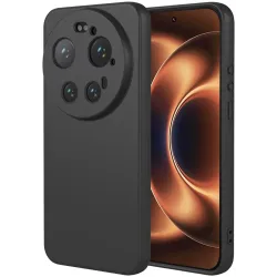 Phonesta Soft Silk Silicone Back Cover hoesje voor Xiaomi 17 Ultra - Zwart