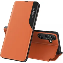 Phonesta Smart Side View Book Case hoesje voor Samsung Galaxy S25 Plus/S24 Plus - Oranje