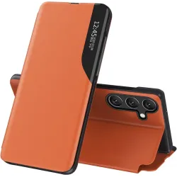 Phonesta Smart Side View Book Case hoesje voor Samsung Galaxy S25/S24 - Oranje