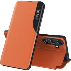 Phonesta Smart Side View Book Case hoesje voor Samsung Galaxy S25 FE - Oranje
