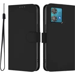 Phonesta Soft Skin Book Wallet Case hoesje voor Motorola Edge 40 Neo - Zwart