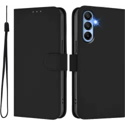 Phonesta Soft Skin Book Wallet Case hoesje voor Samsung Galaxy A15 4G/5G - Zwart