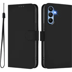 Phonesta Soft Skin Book Wallet Case hoesje voor Samsung Galaxy A15 4G/5G - Zwart