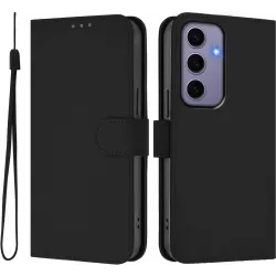 Phonesta Soft Skin Book Wallet Case hoesje voor Samsung Galaxy S25/S24 - Zwart