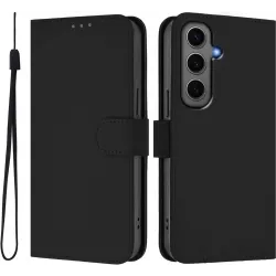 Phonesta Soft Skin Book Wallet Case hoesje voor Samsung Galaxy S25 Plus/S24 Plus - Zwart