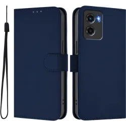 Phonesta Soft Skin Book Wallet Case hoesje voor Motorola Moto G05 / Moto E15 - Donkerblauw