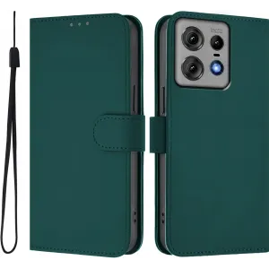 Phonesta Soft Skin Book Wallet Case hoesje voor Motorola Edge 50 Pro - Donkergroen