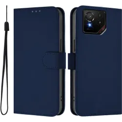 Phonesta Soft Skin Book Wallet Case hoesje voor Asus ROG Phone 9/9 Pro - Donkerblauw