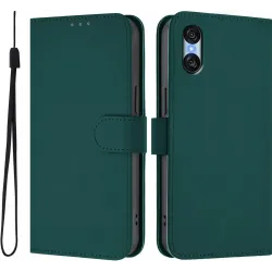 Phonesta Soft Skin Book Wallet Case hoesje voor Sony Xperia 10 VI - Donkergroen