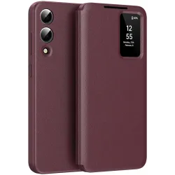 Phonesta Smart Window Book Wallet Case hoesje voor Samsung Galaxy S25 Edge - Bordeaux