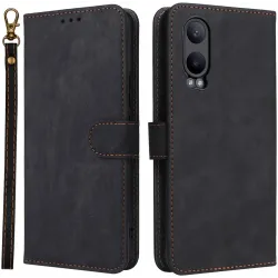 Phonesta Vintage Skin Book Wallet Case hoesje voor OnePlus Nord CE 4 Lite - Zwart