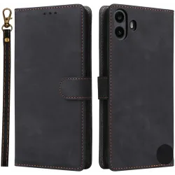Phonesta Vintage Skin Book Wallet Case hoesje voor Nothing CMF Phone 1 - Zwart