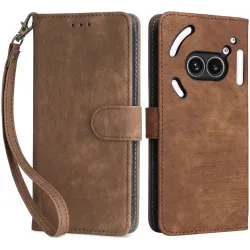 Phonesta Vintage Skin Book Wallet Case hoesje voor Nothing Phone (2a) / (2a) Plus - Bruin