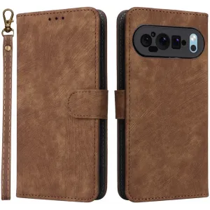 Phonesta Vintage Skin Book Wallet Case hoesje voor Google Pixel 9 Pro XL - Bruin