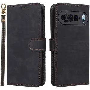 Phonesta Vintage Skin Book Wallet Case hoesje voor Google Pixel 9 Pro XL - Zwart