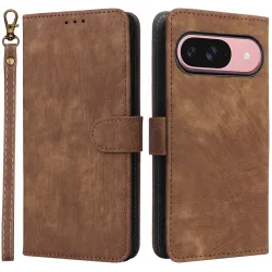 Phonesta Vintage Skin Book Wallet Case hoesje voor Google Pixel 9 / 9 Pro - Bruin