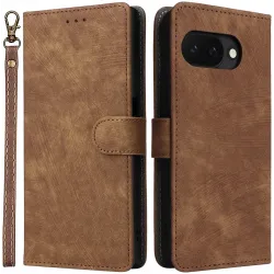 Phonesta Vintage Skin Book Wallet Case hoesje voor Google Pixel 9a - Bruin