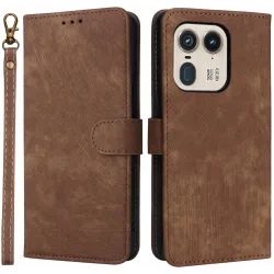 Phonesta Vintage Skin Book Wallet Case hoesje voor Motorola Edge 50 Ultra - Bruin