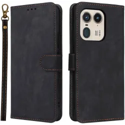 Phonesta Vintage Skin Book Wallet Case hoesje voor Motorola Edge 50 Ultra - Zwart