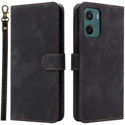 Phonesta Vintage Skin Book Wallet Case hoesje voor Motorola Moto G05 / Moto E15 - Zwart