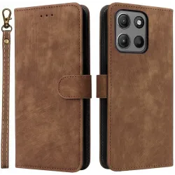 Phonesta Vintage Skin Book Wallet Case hoesje voor Motorola Moto G17/G17 Power/G15/G15 Power - Bruin