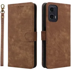 Phonesta Vintage Skin Book Wallet Case hoesje voor Motorola Moto G35 - Bruin