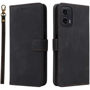 Phonesta Vintage Skin Book Wallet Case hoesje voor Motorola Moto G35 - Zwart