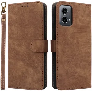 Phonesta Vintage Skin Book Wallet Case hoesje voor Motorola Moto G45 / Moto G34 - Bruin